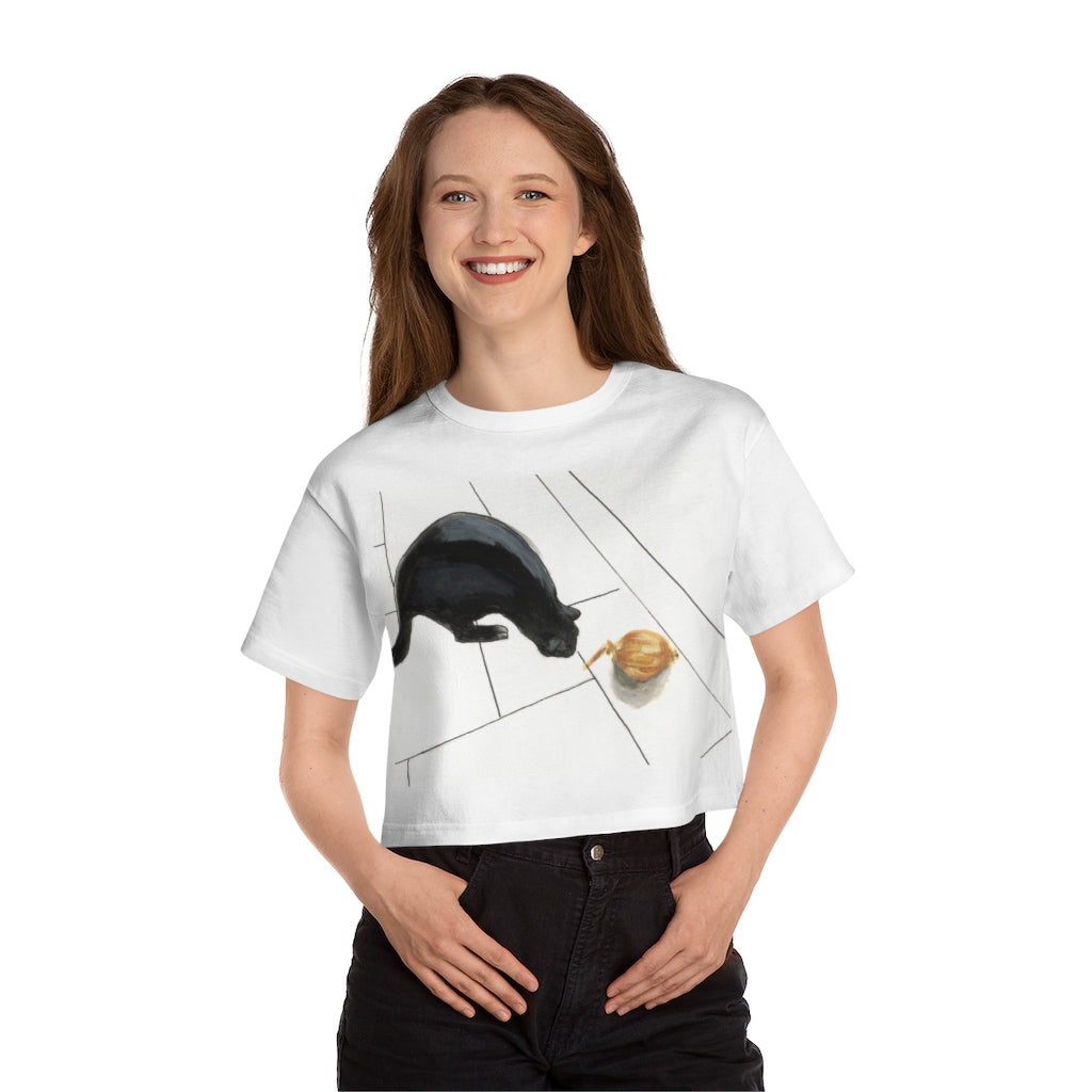 Black Cat Cropped T-Shirt